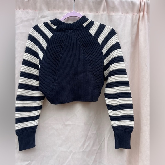 Topshop Navy and Cream Striped Crew Neck Sweater - Picture 6 of 8